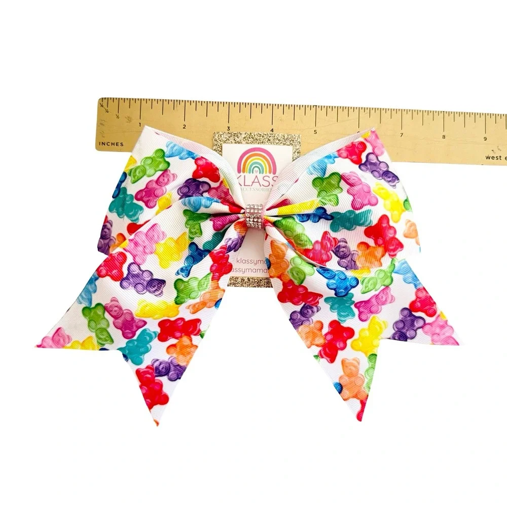 Klass Accessories 4pc Hair Bow Set Rainbow Unicorn Gummy Bear Glitter Star Clips